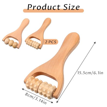 Telooco 2Pcs Wooden Massage Roller, Handheld Wood Massage Tools