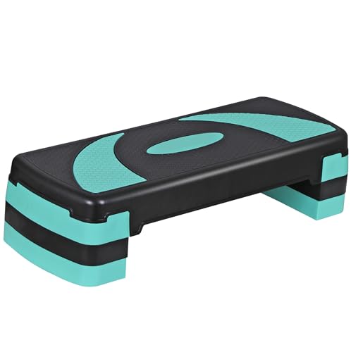 JungleA 31" Aerobic Step Platform, 3 Levels Adjustable Height Steppers for Exercise at Home Gym, Cardio Workout Step Exercise Platform Bench, Non Slip Fitness Stepper Up Box with 4 Stackable Risers - color: Blue