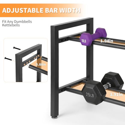 Dumbbell Rack 2 Tier 19.7 IN Adjustable Weight Rack For Home Gym, 300LB Total Capacity, 150LB Per Shelf Heavy Duty Dumbbell And Kettlebell Storage Stand, Stable Space Saving Rack (Rack Only)