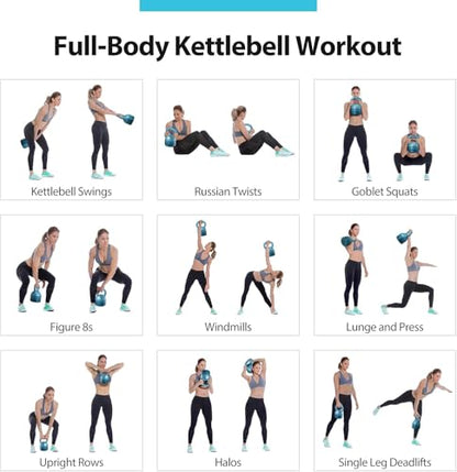 TopMade Adjustable Kettlebell Weights Set Cast Iron Exercise Fitness Kettle Ball Grip 5, 8, 9,12lb Free Weight Men Women Kettlebells for Home Gym Workout Ballistic, Core,Strength Training