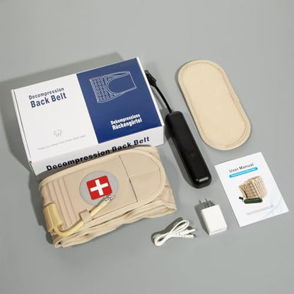 Decompression Belt with Elec. Pump,Inflatable Back Brace, Beige - color: Beige