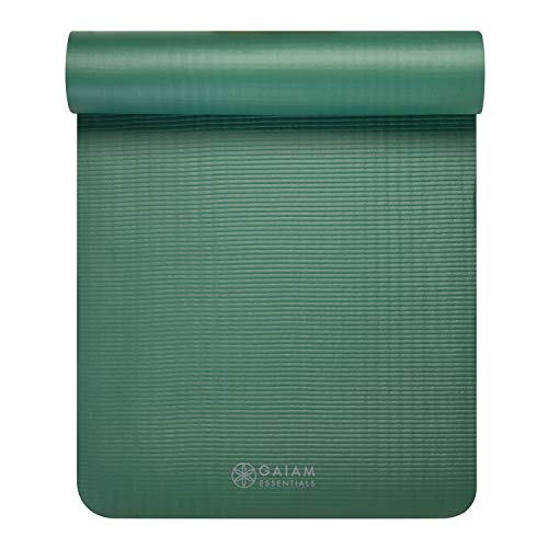 Gaiam Yoga Mat, Pilates & Exercise Mat, Thick Mat 2/5" (10mm) Workout Mat with Easy-Cinch Carrying Strap for Home & Gym Workouts - color: Green