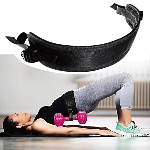 Hip Thrust Belt WITHOUT Dumbbell Booty Belt Non-Slip Padded Glute Trainer Weighted Belts for Dumbbells Kettlebells Bumper Plates Weight Glute Workout Lower Body Strength Training Exercise Home Gym Plank