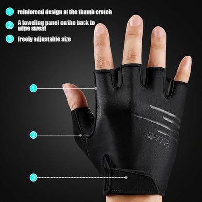 Cycling Gloves for Men and Women, Half Finger Padded Bike Gloves - color: Black, size: X-Large