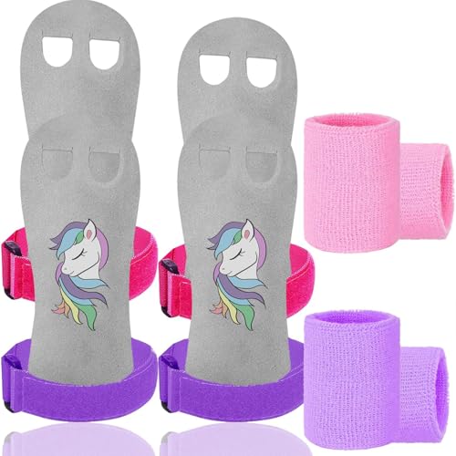 Amrta Gymnastics Grips with Wristbands for Girls 2 Pair - color: Pony&Pink, size: Medium