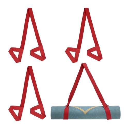 PATIKIL Yoga Mat Strap, Adjustable Yoga Mat Carrier Straps Sling Cotton Anti Slip Mat Holder Stretching Band - color: Red