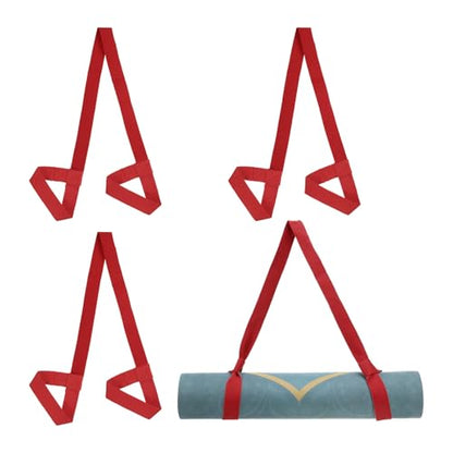 PATIKIL Yoga Mat Strap, Adjustable Yoga Mat Carrier Straps Sling Cotton Anti Slip Mat Holder Stretching Band - color: Red