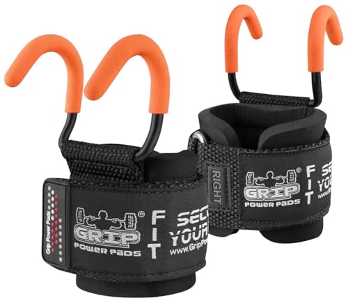 Weight Lifting Rod Hooks Heavy Duty Wrist Wraps Power Weight Lifting Training Gym Grips Straps Set of 2 - color: ORANGE, size: WOMEN-Wrist Size Small/Medium