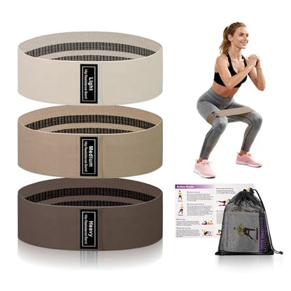 Muka 3 Pcs Resistance Bands Fabric Stretch Bands for Working Out, Yoga Elastic Band Loops for Booty Legs Thigh Glute Exercise