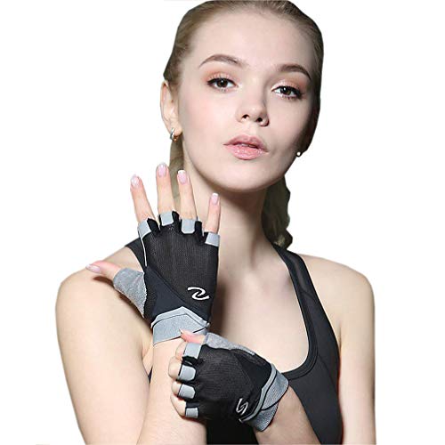 Luwint Women Fingerless Yoga Gloves, Non Slip Padded Barre Pilates Fitness Workout Training Exercise Accessories