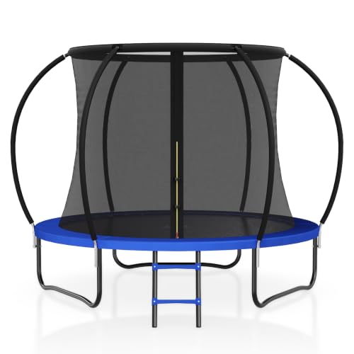 8FT 10FT 12FT 14FT 16FT Outdoor Trampoline with Safety Enclosure Net - color: Blue, size: 8FT