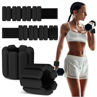 Wrist Weights Set of 2, Wearable Wrist Ankle Weights for Women & Men, Silicone Weighted Bangles Adjustable Arm and Leg Weights for Walking Yoga Pilates Running Dance Gym 2lb