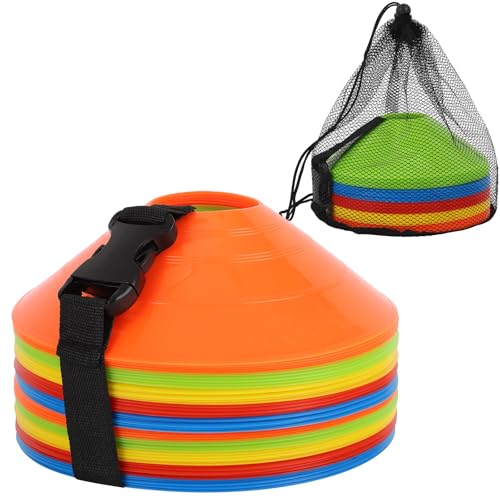 Soccer Cones 15/25/30/50 Pack with Mesh Bag & Strap-Soccer Cones for Sports Training, Football, Basketball,Running Drills-Agility Cones for Indoor and Outdoor Games