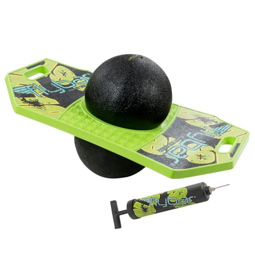 Flybar Pogo Trick Ball for Kids – Balance Bounce Board with Anti-Slip Deck – Pump Included - Indoor & Outdoor Toys for Boys and Girls Fun Way to Reduce Screen Time Supports up to 160 lbs – Ages 6+ - color: Trickboard - Green Mean