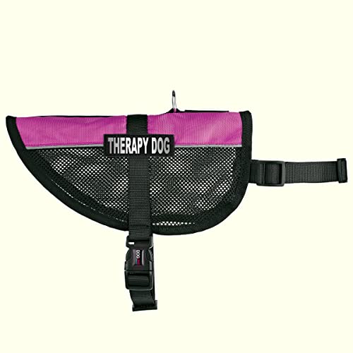 Dogline MaxAire Multi-Purpose Mesh Vest for Dogs and 2 Removable Therapy Dog Patches, Small, Pink