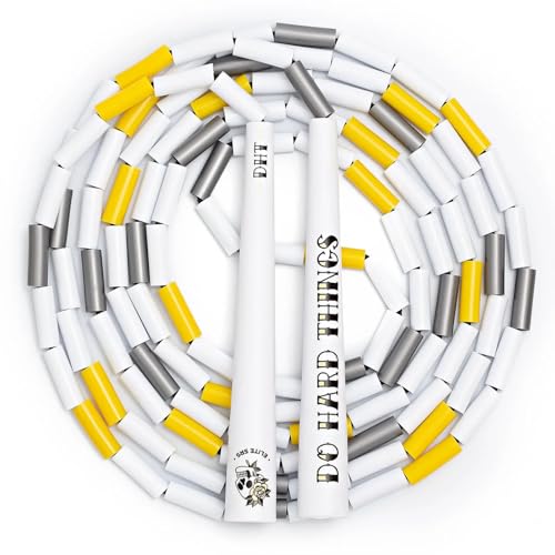 Elite Jumps - Do Hard Things Edge Beaded Jump Rope - For All Ages - Durable & Lightweight - 10ft Long Adjustable Rope - Tangle-Free - Shatterproof 1” Beads - Long Edge Handles