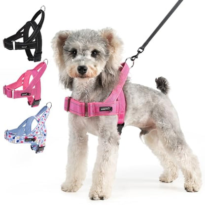 No Pull Harness Small Size Dog with Handle, Easy Walk Puppy Vest Harness Neck & Chest Soft Paded Adjustable, Reflective & Lightweight Escape Proof Breathable Mesh Pet Running Harness, Pink S