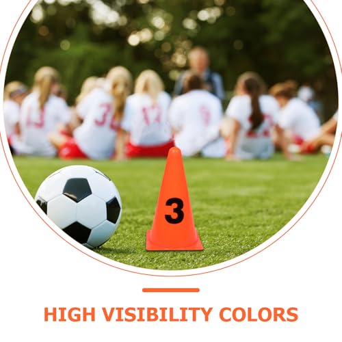 BESPORTBLE 8pcs Numbered Mini Agility Cones 23cm Bright Orange Training Marker Discs for Soccer Basketball Football Drills