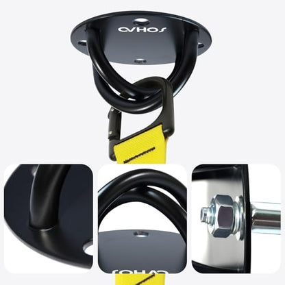 Wall Ceiling Mount Bracket for Suspension Straps, Aerial Yoga Swing & Hammock, Gymnastic Rings, Boxing Punching Bags, Body Strength Gym Equipment and Battle Ropes - color: BK-1