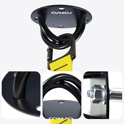 Wall Ceiling Mount Bracket for Suspension Straps, Aerial Yoga Swing & Hammock, Gymnastic Rings, Boxing Punching Bags, Body Strength Gym Equipment and Battle Ropes - color: BK-2