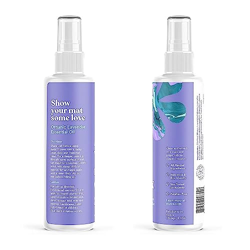 ASUTRA Yoga Mat Cleaner Spray (Peaceful Lavender), 4 fl oz - No Slippery Residue, Organic Essential Oils, Deep-Cleansing for Fitness Gear & Gym Equipment, Microfiber Towel Included