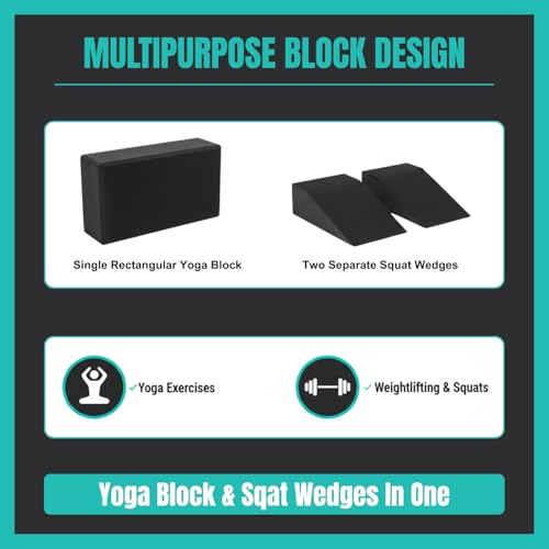 Slant Board for Calf Stretching & Squats – Non-Slip Heel Elevated Squat Wedge Block for Weightlifting, Squat Mobility & Performance | Workout Wedge to Improve Squat Form, Balance & Strength