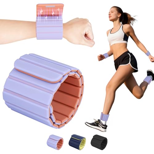 Magnetic Wrist Ankle Weights – Adjustable Ankle and Wrist Weights for Women & Men – 2 Pack (1LB Each) Stackable Magnetic Silicone Arm Bands Non-Slip, Waterproof, Easy Wear – Ideal for Pilates, Yoga, Running & Walking - color: Pink-Purple