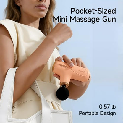 Super Mini Massage Gun Deep Tissue, Portable Percussion Muscle Massager with 4 Heads, Handheld Massage Gun for Back Neck Shoulder Relief, FSA Eligible, Quiet for Men Women Athletes, Cream - color: Cream