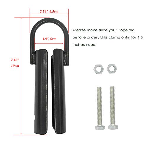 1½" Climbing Rope Clamp, 2 Sets 1.5” Battle Rope Attachment Hook Accessories, Rope Clasp for Rope Climb, Climbing Training Garage Home Gym Workout Fitness Strength Training