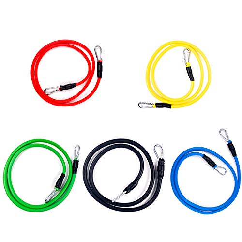 11 Pack Exercise Resistance Bands with Handles Exercise Stretch Fitness Home Set, With 5 Stackable Exercise Bands with Carry Bag, Handles, Legs Ankle Straps & Door Anchor, Automatic Counting Jump Rope