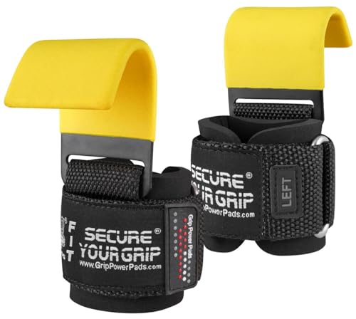 Weight Lifting Rod Hooks Heavy Duty Wrist Wraps Power Weight Lifting Training Gym Grips Straps Set of 2 - color: Yellow, size: WOMEN-Wrist Size Small/Medium