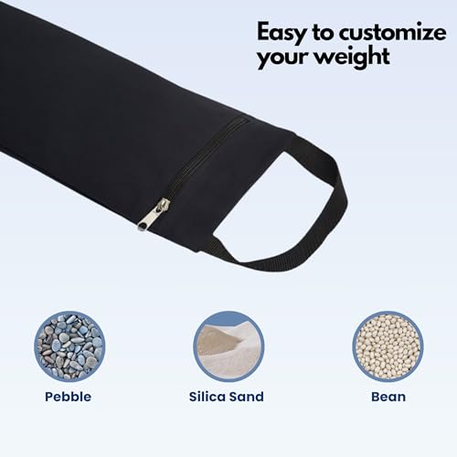 Everyday Yoga Sand Bag Cotton Unfilled, Adds Weight to Poses, Zipper Cover, Sturdy Handle, Silica Sand Filling, Durable Material - Black