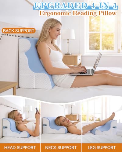 Reading Pillow for Sitting in Bed, Back Pillow for Sitting Up & Bed Wedge Pillow for Sleeping, Lumbar Rest & Neck Support Bed Pillows, Backrest Cushion for Reclining,Gaming,Resting,Watching TV