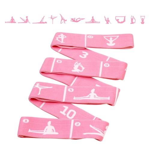 12 Loops Extra Long Yoga Stretching Band for Adults and Tall People, Adjustable Elastic Strap for Full Body Deep Stretch, Home Pilates, Ballet, Dance, Physical Therapy, Flexibility Training - color: Pink