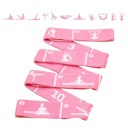 12 Loops Extra Long Yoga Stretching Band for Adults and Tall People, Adjustable Elastic Strap for Full Body Deep Stretch, Home Pilates, Ballet, Dance, Physical Therapy, Flexibility Training - color: Pink