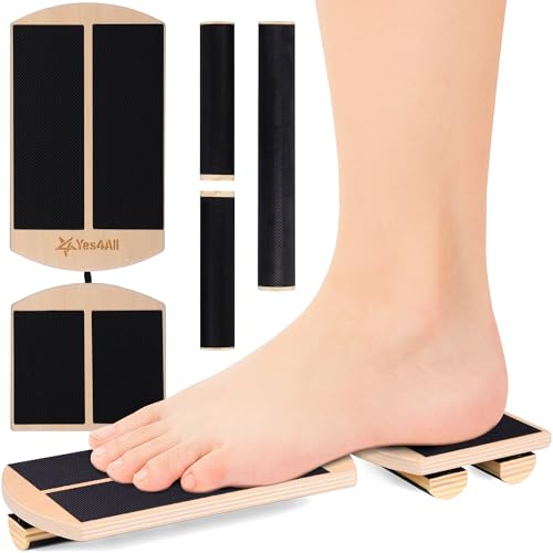 Yes4All 350LBS Professional Wooden Balance Board for Leg Workout, Anti-Slip Rocker Board, Wobble Board for Standing Desk