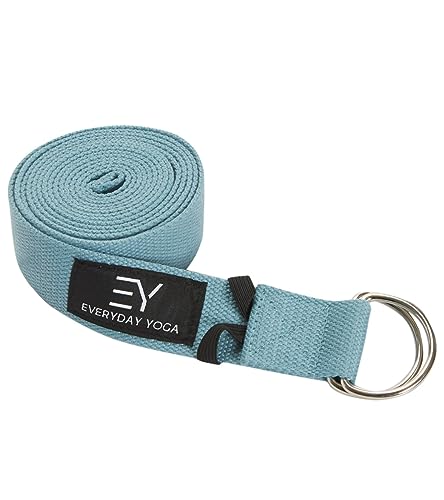 Everyday Yoga Strap with Metal D-Ring Athletic Stretching, 6ft/8ft/10ft - color: Slate Blue, size: 8 Foot
