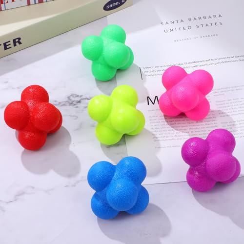 6 Pcs Hexagonal Reaction Balls Agility Reflex Training Set, 7cm Fitness Reaction Balls for Speed Coordination, Indoor Sports Equipment for Agility and Hand-Eye Training