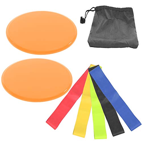 Fitness Sliding Disc Workout Equipment Core Slider Exercise Training Disks for Home Gym Street Workout ABS Material Pink Black Red Blue Green Orange 2 Pack - color: Orange sliding basin + five-piece set + cloth bag