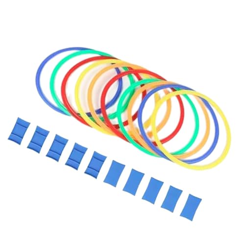 10 Pieces Speed Agility Rings Set Exercise Circle Jumping Hoops with Buckles Construction Suitable for Soccer Practice Kids