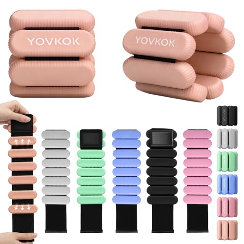 Wrist Weights, Silicone Adjustable Ankle Weights for Women Men - Strengthen Arms and Legs Ideal for for Home Gym Workout, Running, Yoga, Pilates, Barre, Exercise, Strength Training - color: Flesh Pink, size: 2 lbs Pair (1lb Each)