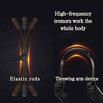 Fitness Exercise Bar,Elastic Fitness Bar,High Frequency Vibration Training Fat Buring Workout Bar for Yoga Pilates Sports,Power Twister for Arm,Abdominal Muscles Strength Exercises In Home Gym