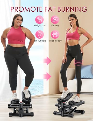 Steppers for Exercise at Home, KitGody Mini Stepper with Resistance Bands, Portable Stair Stepper for Home 330LBS Capacity, Adjustable Height Fitness Stepper Machine