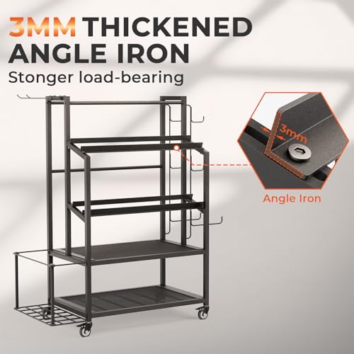 Dumbbell Rack with Wheels, Adjustable Heavy Duty Weight Stand for Dumbbells Kettlebells, Multi-Purpose Home Gym Storage Organizer for Yoga Mat Foam Roller, Workout Equipment Storage Rack