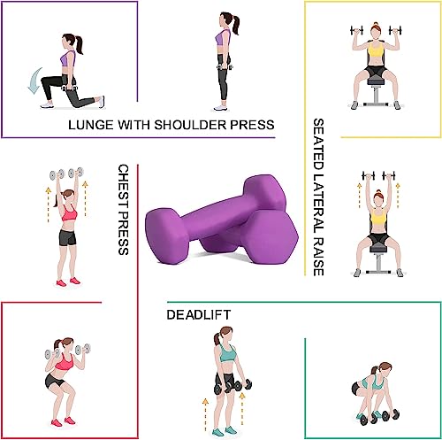 Balelinko Home Gym Equipment Workouts Strength Training Weight Loss Pilates Yoga Dumbbell Set, Weights for Women, Men, Seniors and Youth - color: Purple, style: 02-Pound,Pair