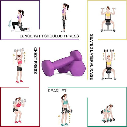 Balelinko Home Gym Equipment Workouts Strength Training Weight Loss Pilates Yoga Dumbbell Set, Weights for Women, Men, Seniors and Youth - color: Purple, style: 02-Pound,Pair