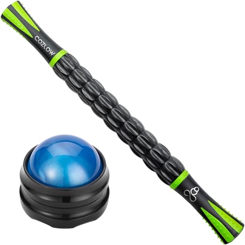 Cozlow Massage Tools 2-Piece Set (Ball Roller, Roller Stick)