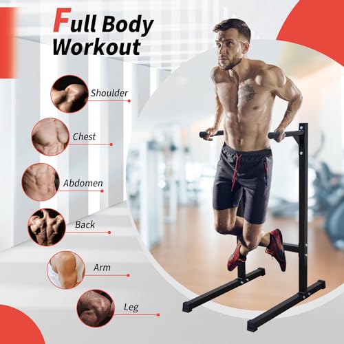 Adjustable Height Dip Bar Station, Heavy Duty Dip Station for Home Gym,Multi-function Dip Station Pull Up Bar Full Body Strength Training Workout Fitness Equipment for Tricep Dips - color: Dip Bar