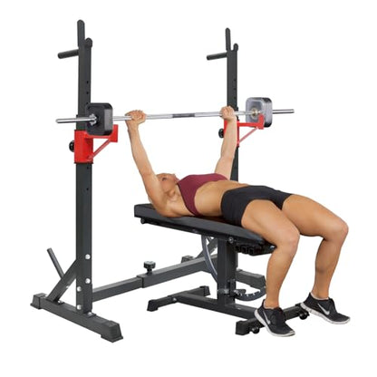 Adjustable Squat Rack Stand with Barbell Rack, Weight Plate Holder, J Hooks,Dip Bar Station for Bench Press Strength Training Max Load 550LBS Suitable