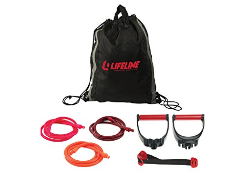 Lifeline Variable Resistance Trainer Kit with Adjustable Resistance Level Bands for More Workout Options - Includes Triple Grip Handles, Door Anchor, Three 5ft Exercise Tubes and Carry Bag